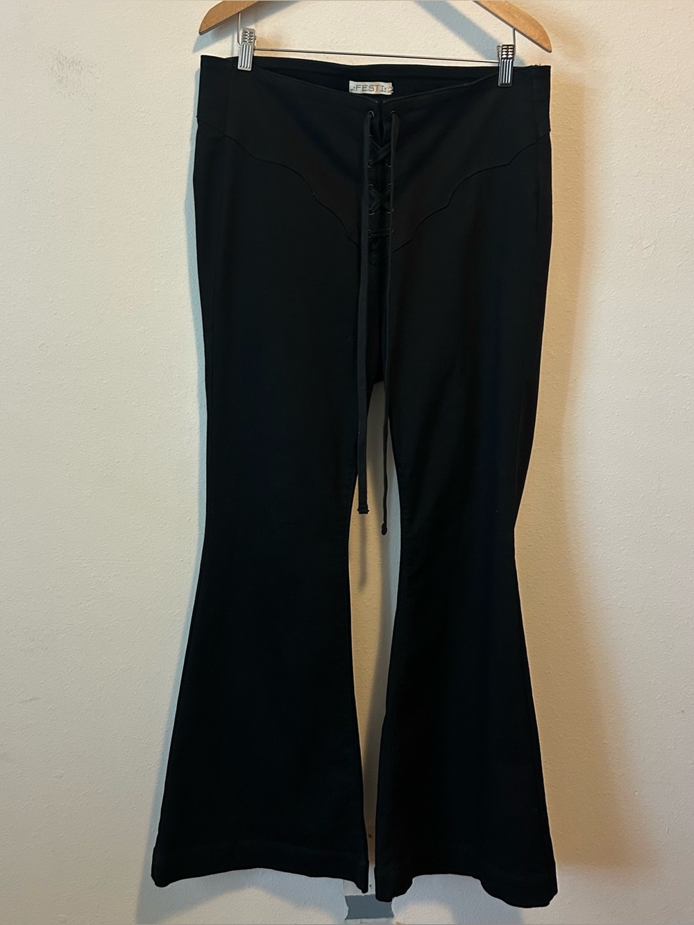 FESTI By Torrid Women’s 1X Regular Black Lace-Up Flared Bottoms